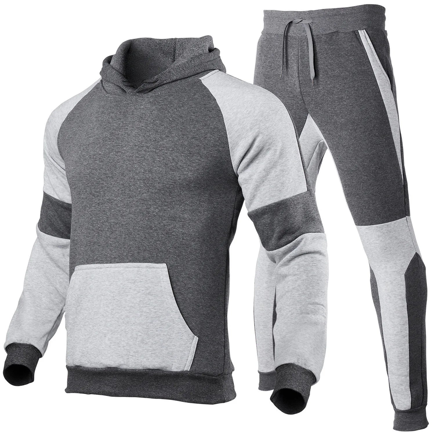 Wholesale Men's Tracksuits Autumn and Winter New Men's Stitching Color Hoodie Trousers Two Piece Suit