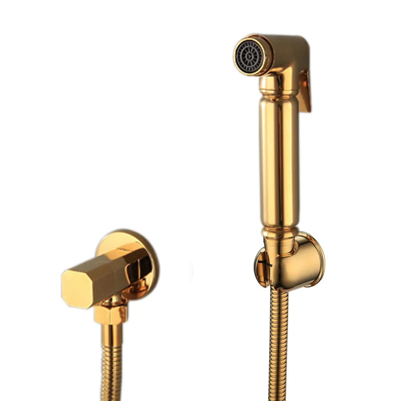 Brass Wall Mount Toilet Bidet Gold Handheld Bidet Spray for Cleaning for Home Hotel Use