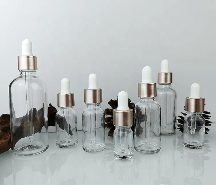 Skincare Serum Bottle 5ml 10ml 15ml 20ml 30ml 50ml 100ml Glass Essential Oil Bottle Dropper Bottle Rose Gold Cap