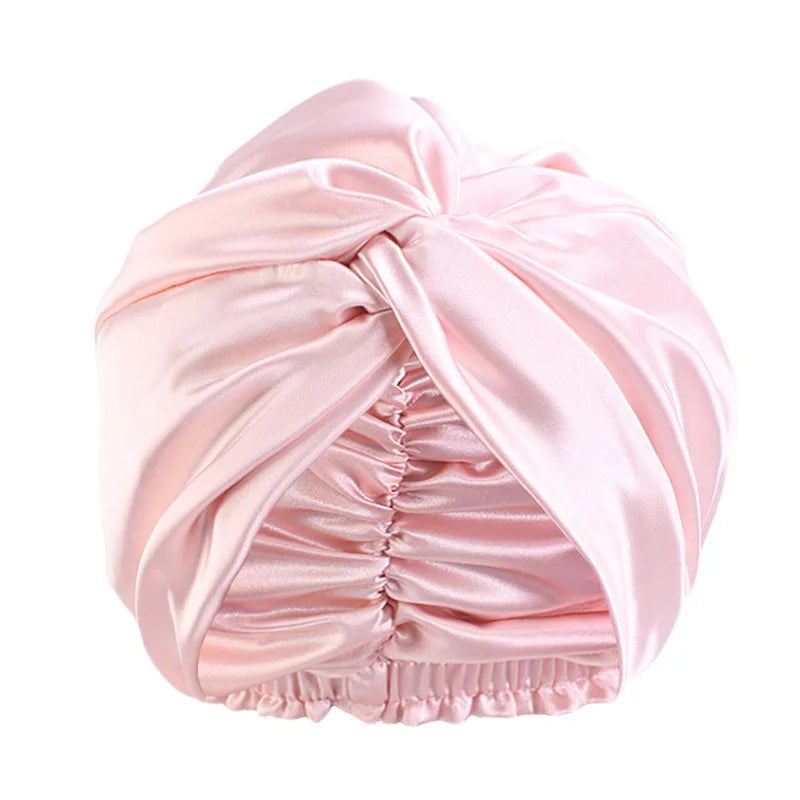 Silk Satin Bonnet Double Layer Satin Silk Sleeping Cap for Women Curly Long Hair