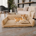 Luxury Trendy Striped Faux Lambswool Double Layer Orthopedic Dog Cat Sofa Bed Soft Rectangle Plush Material for Winter-Factory MegaBDM