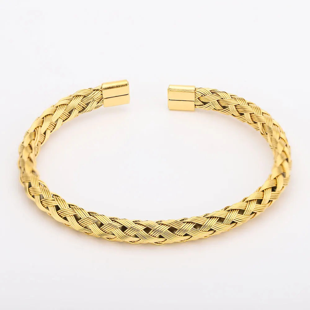 Luxury Roman Royal Classic Stainless Steel Hemp Rope Buckle Open Bangle Bracelets Fashion Type C Twisted Numeral Men CENDA