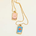 Stainless Steel Sun Moon Tarot Necklace Drip Oil Colorful Couple Personalized Necklace the Sun Moon Tarot Women Men
