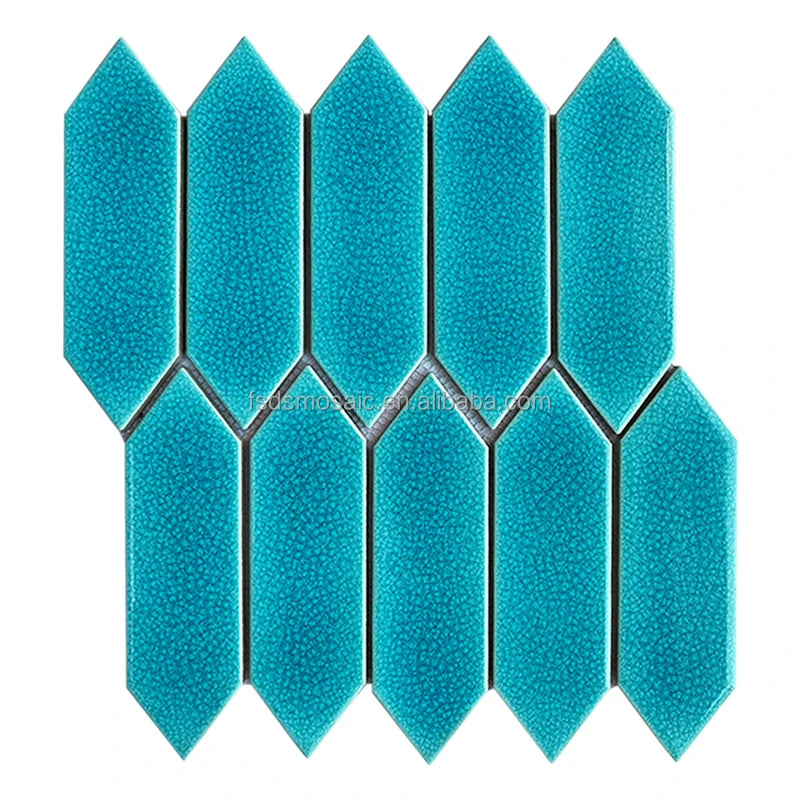 Long Hexagon Shape Premium Glazed 3d Relief Pattern Porcelain Mosaic Ceramic Mosaic Art Tiles Floor Tiles