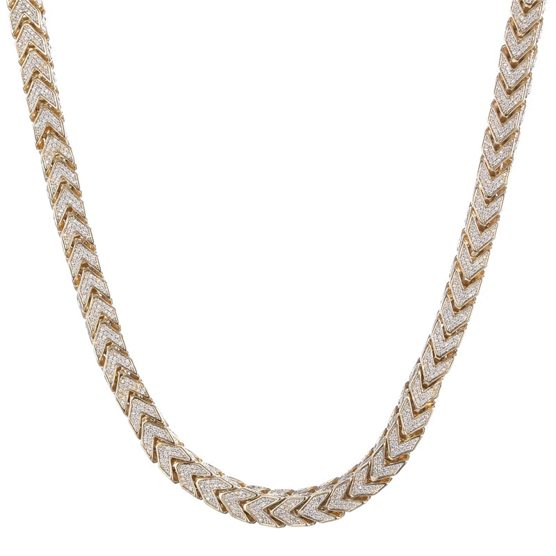 Hip Hop 8MM Iced Out Franco Chain Box Clasp Snap Buckle Miami Cuban AAA+ Cubic Zirconia Stones Necklace Choker Men Jewelry