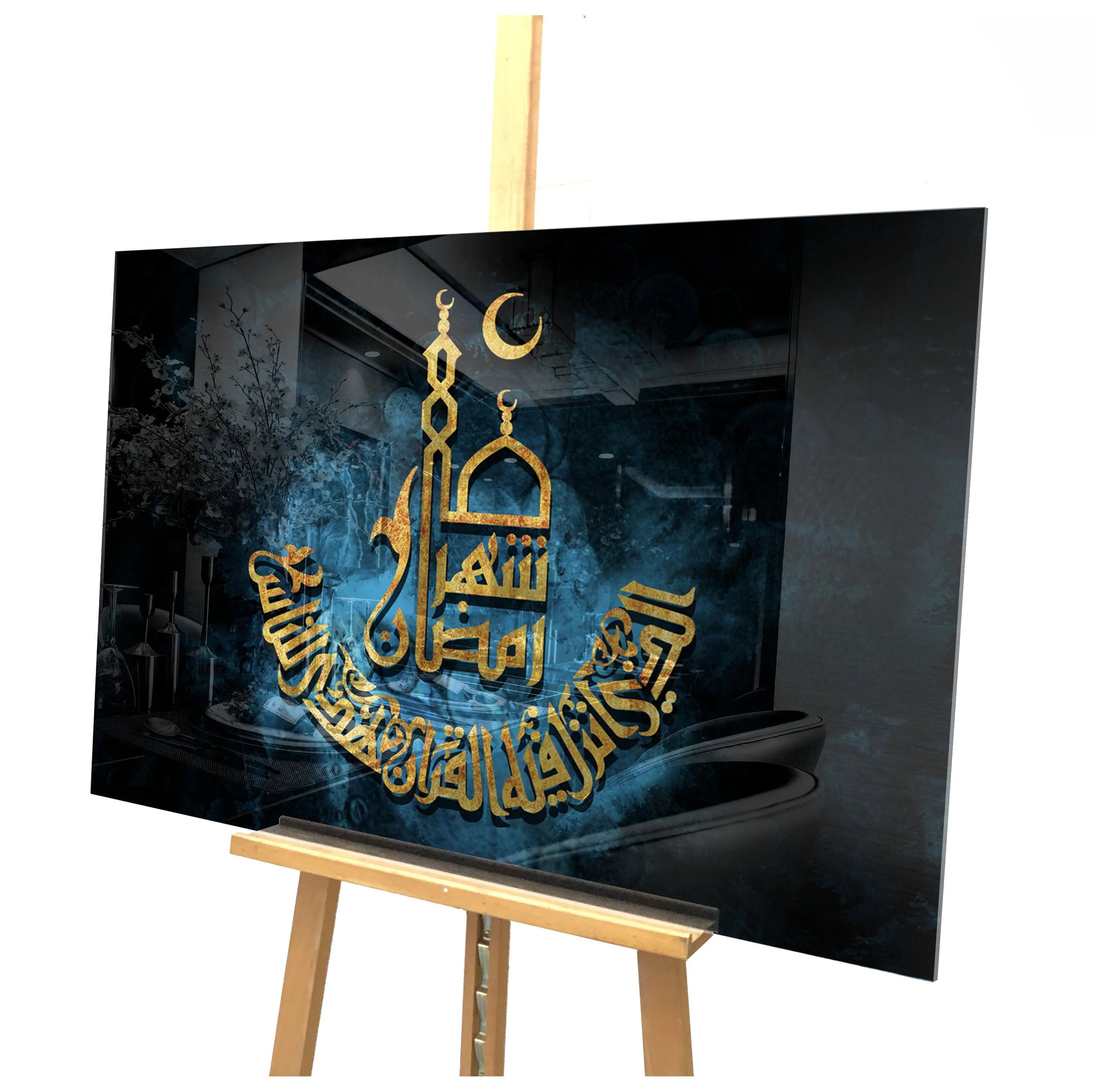 Islamic Muslim EID New Design Acrylic UV Printing Calligraphy Pictures for Decor Living Room Quran Crystal Porcelain Painting