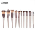 14-Piece Luxury Private Label Makeup Brushes Set Soft Dense Synthetic & Plastic Hair Wood Handle Wholesale Face/Eye Sickness