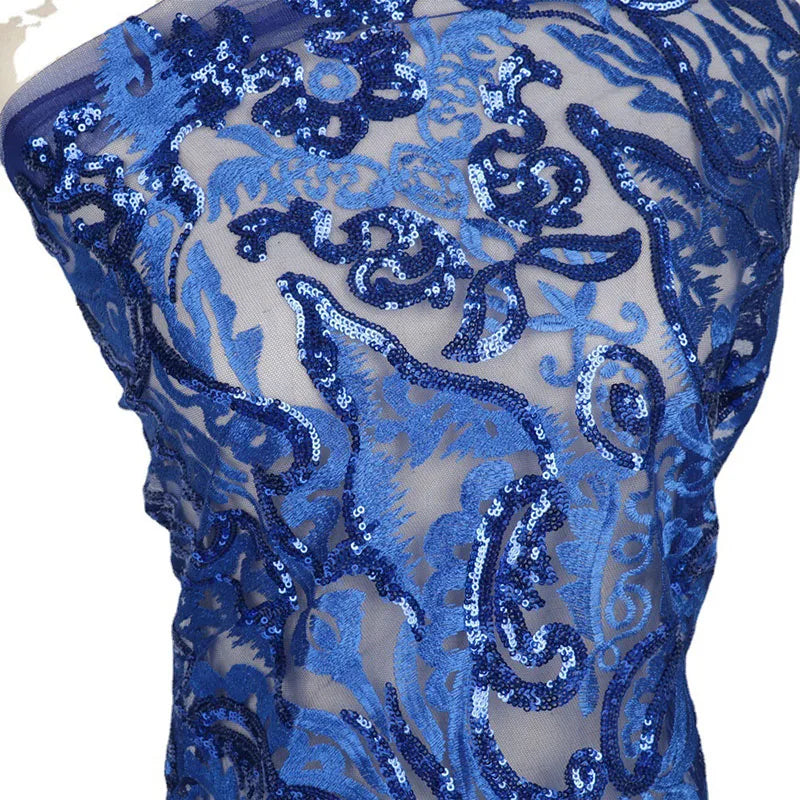 2023 New Type Glitter Color Lace Sequin Clothing Heavy Beaded Fabric Wholesale Embroidery Sequin Fabric