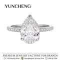 Classic 18K Gold Plated Engagement Ring 5A 8A Ice Cut White Pear Cubic Zircon 925 Sterling Silver Women Rings Wedding Jewelry