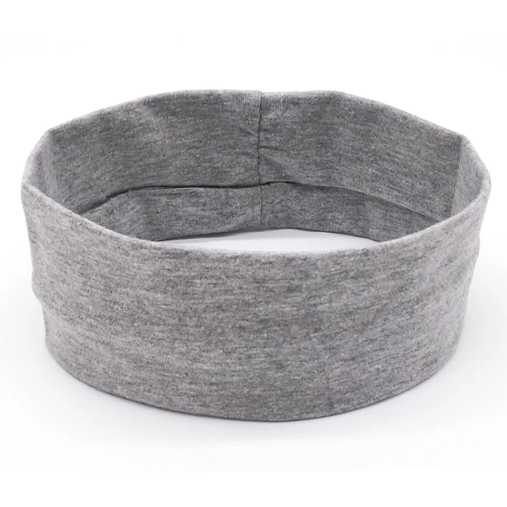 Women Girls Cotton Stretchy Headband Soft Elastic Sweat Wicking Head Wrap Scarf Sweatband for Sports Yoga Running Athletic