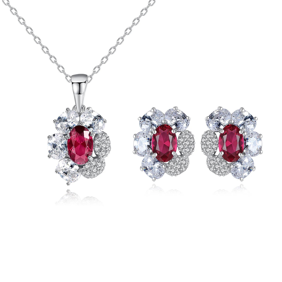 CZCITY Trendy Flower Sets Girl Necklace Fashion Statement Earring Stud for Woman Flower Jewelry Set
