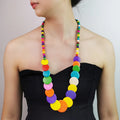Bohemian Long Wood Beads Necklaces Pendant Colorful Wooden Beaded Statement Necklace Beach Jewelry for Women Ethnic Accessories