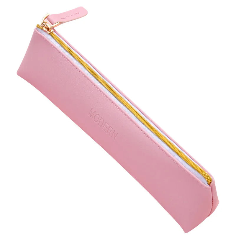 New Minimalist PU Pencil Bags Student Stationery Pencil Bag Desktop Storage Bag 4 Colors