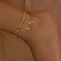 New Design Stainless Steel Herringbone Chain Anklet 18K Gold Color Charm Bracelet/ Anklet for Women
