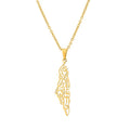 18K Gold Plated Stainless Steel Israel Map Necklace Naver Fade Palestine Flag Pendant Necklace Fine Jewelry for Women Man