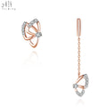Most Popular 18K Rose Gold Butterfly Jewelry Real Natural Diamond Drop Earring Latest Fashion for Women