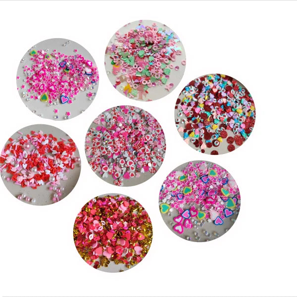 Valentines Heart Clay Sprinkle Polymer Clay Slices Slimes Flake DIY Sequins Jewelry Crafts Heart Lips Flower Nail Art