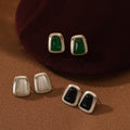 Fashion Colored Cat's Eye Stone Earrings Studs Pvd Plated Waterproof Stainless Steel Opal Funky Earrings for Girls