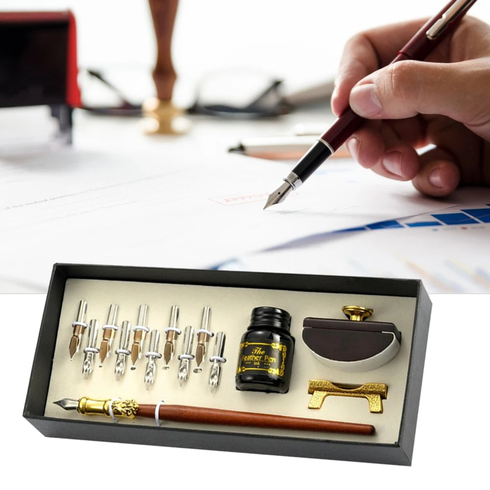New Christmas Gift Feather Pens Calligraphy Pens Customizable LOGO Feather Fountain Pens