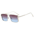 Retro Metal Gradient Frame Sunglasses with UV400 Protection Light Weight Outdoor Driving Vintage Rectangle Men Sunglasses
