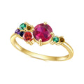 OL1007R Abiding Beautiful 925 Sterling Silver Colorful Rainbow Gemstone Lab Created Ruby Ring for Women
