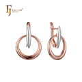 FJ Fallon Fashion Jewelry Circle Simplisist Drop Earrings Plated in 585 Rose Gold Two Tone Brass Based