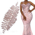 WHD-098 Keering New 3D Leaves Pink Sparkling Diamond Rhinestone Flower Patches for Wedding Bridesmaid Dresses