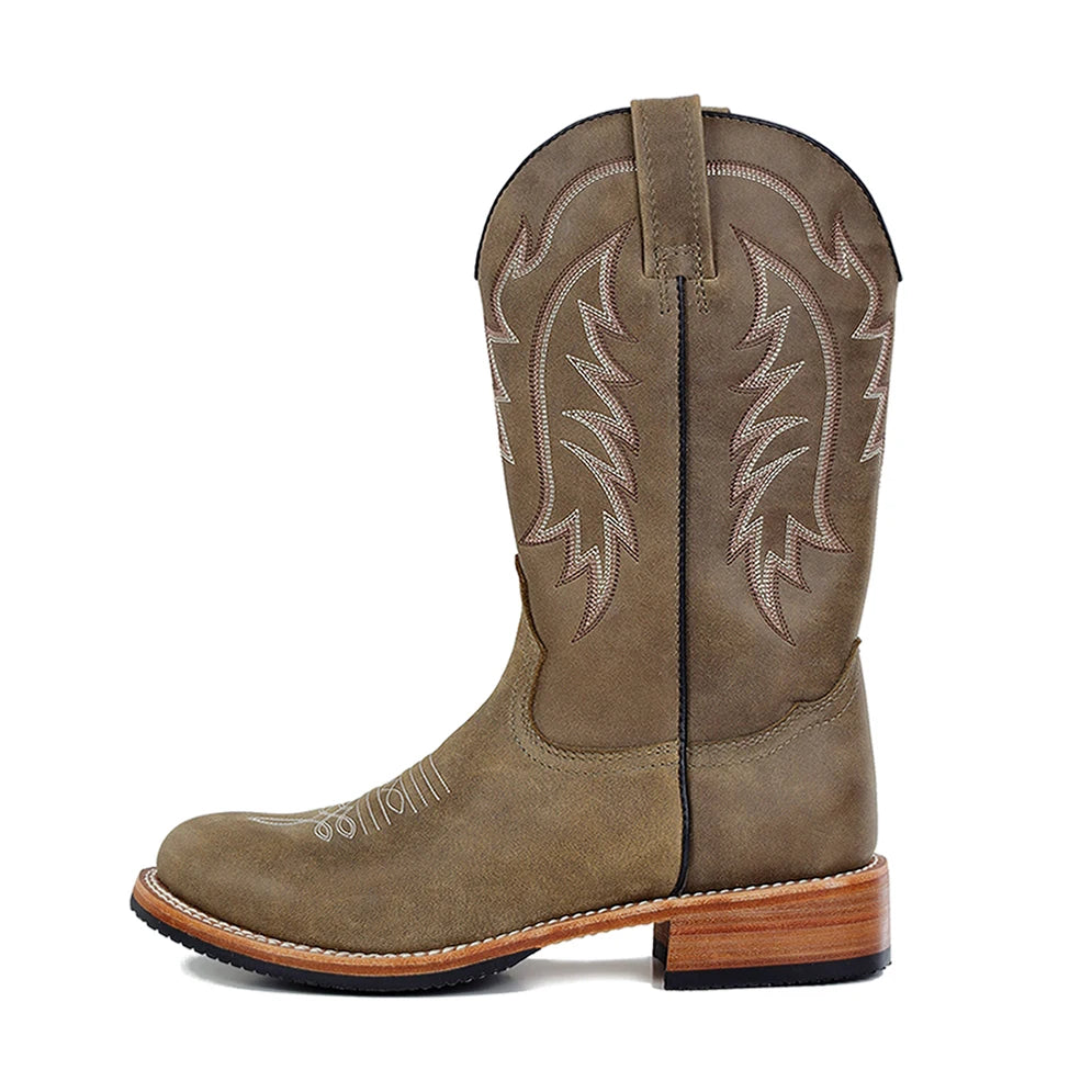 Women Knee High Western Cowboy Boots Goodyear Welt Genuine Leather Cowgirl Boots Custom Handmade Durable Work Riding OEM Factory
