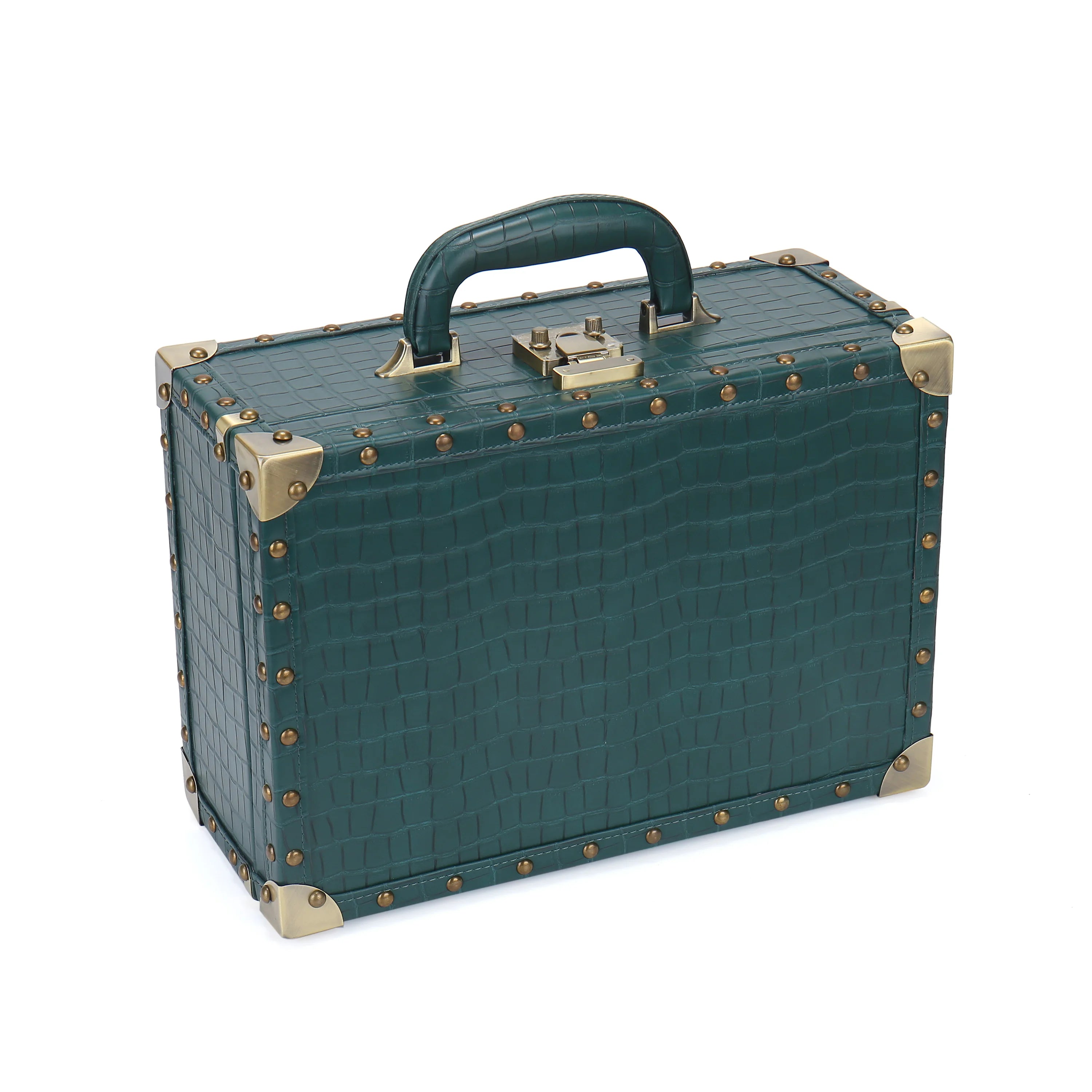Stock 2 High-End Pu Leather Jewellery Jewelry Organizer Box Watch Case With Handle Custom Travel Jewelry Box
