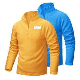 Custom Men's Jackets Long Sleeve 1/4 Zip Pullover Fall Winter Thermal Jackets Windproof Stand Collar Mens Pullover
