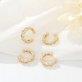 Wholesale 14K Gold Plated Brass Transparent Cubic Zircon C Shaped Clip Earrings Fashion Rattan Shaped Earrings