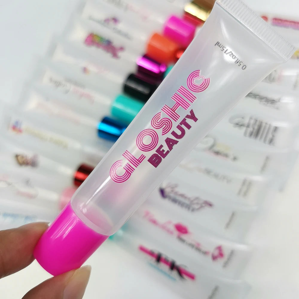 Empty 15Ml Plastic Clear Lip Balm Bottle Packaging 15ML Lipgloss Squeeze Tube for Lip Gloss with Gold Silver Top Cap MegaBDM