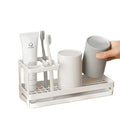 Multi-Functional Bathroom Organizer Set Stand Type Toothbrush and Toothpaste Cup Holder for Beverages
