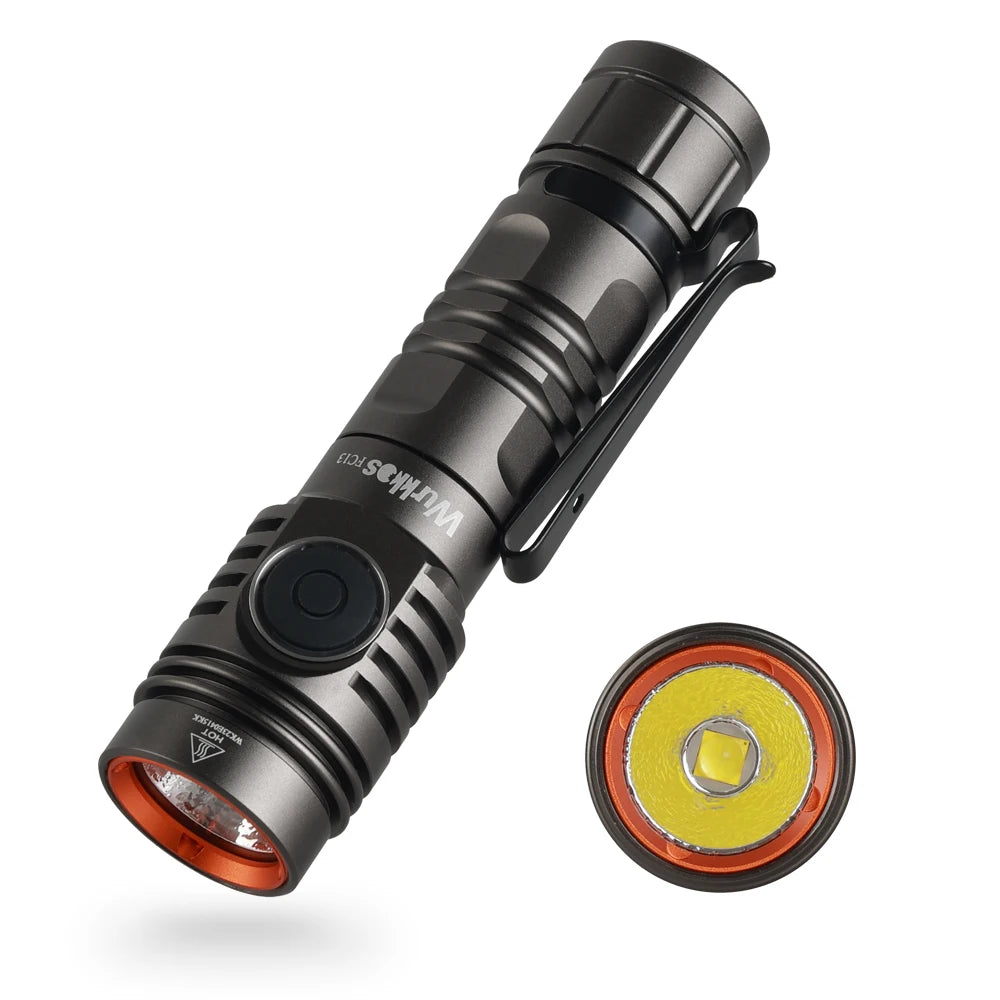 Wurkkos 3500lm Powerful 18650 EDC Flashlight Reverse Charging XHP50.2 RGB AUX Button Light Tactical LED Torch