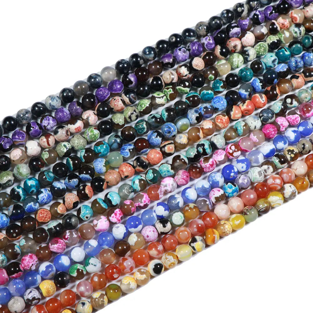 Cheap Price Assorted Colors Agate Beads Strand 10mm Round Natural Fire Agate Stone Beads for Jewelry Making