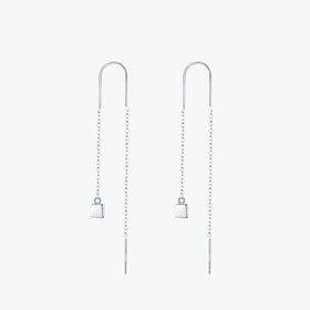 Ailmay 925 Sterling Silver Minimalist Square Geometric Long Tassel Chain Drop Earrings for Women Girls Party Accessories Jewelry