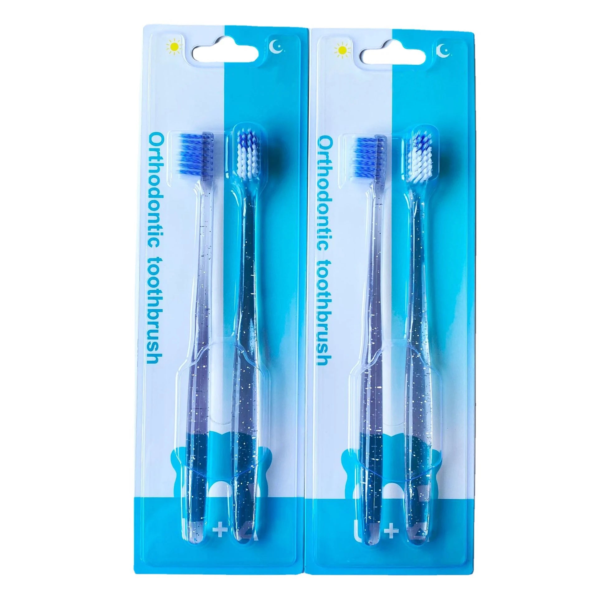 2packs Ortho Braces Cleaning Tooth Brush Spiral Bristle Toothbrush Transparent Orthodontic Toothbrush