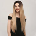 X-TRESS Wholesale  Long Straight Heat Resistant Natural Hair Wigs Machine Made Synthetic Hair Wigs With Bangs Women