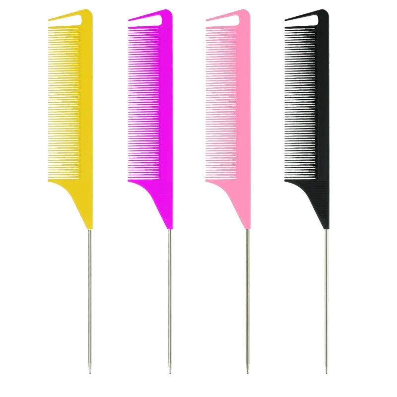 Customized Plastic Antistatic Hair Parting Comb Carbon Fiber Heat Resistant Rat Tail Comb Barber Combs Wholesale