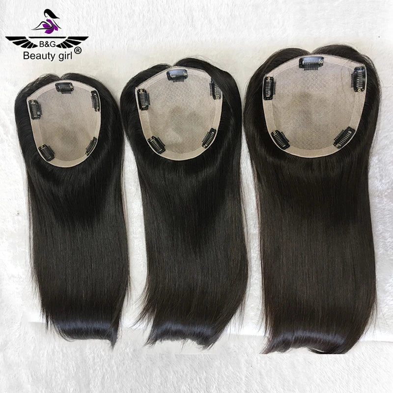 Guangzhou Beauty Girl Hair Remy Human Hair 5.5x6 Inch Dark Brown Natural Scalp Silk Base Topper Units