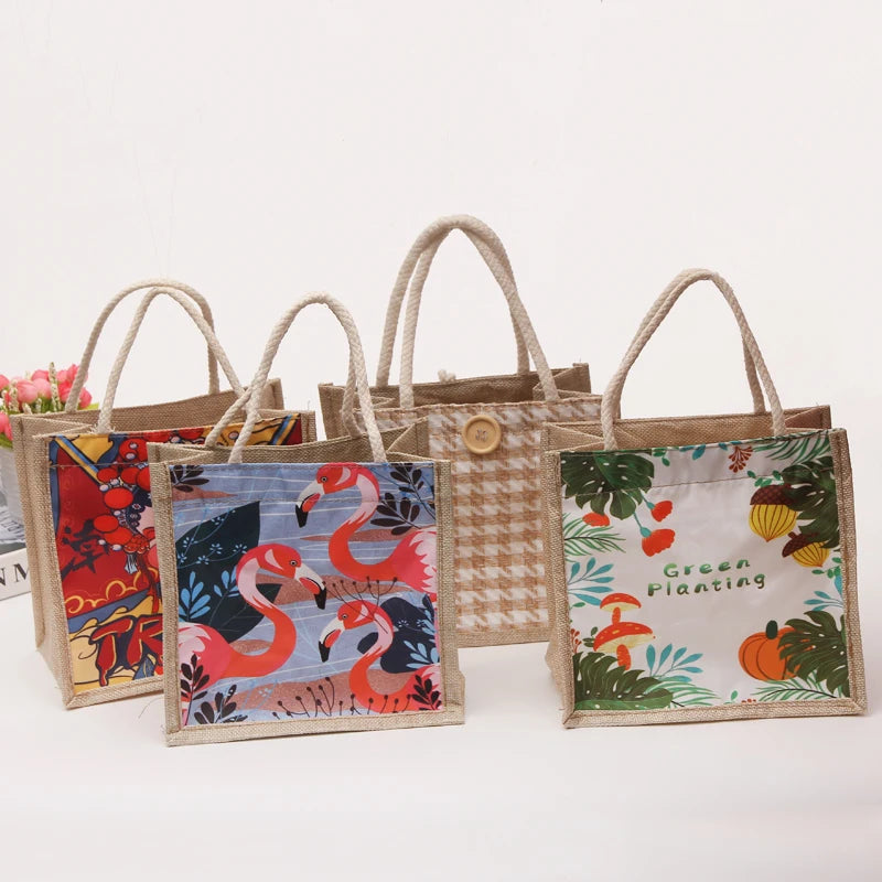 Wholesale Custom Logo Printing Burlap Tote Bags Eco Friendly Shopping Custom Design