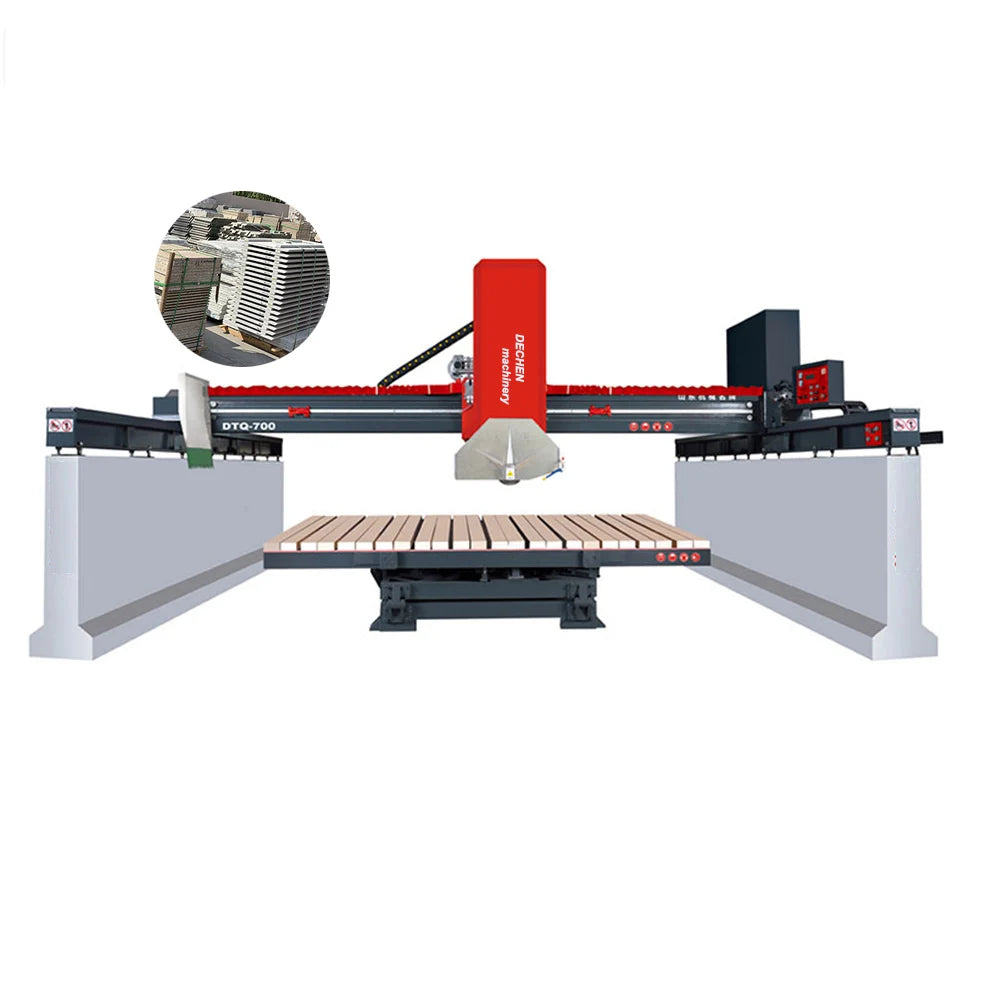 DECHEN Stone Bridge Cutting Machine Cutter PLC Motor 220V/380V 18500W 3200x2200mm Slab Capacity Granite/Marble 400-700mm Blade