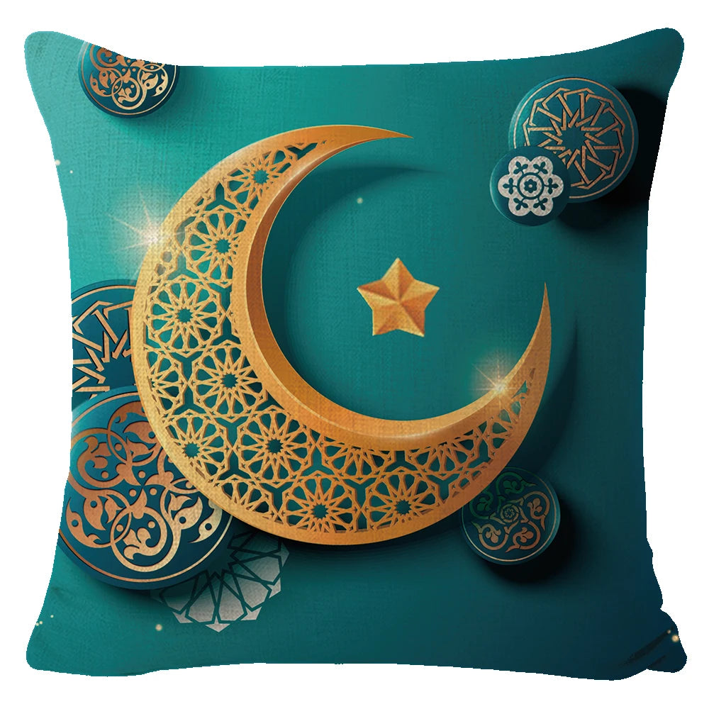 Ramadan Islamic Throw Pillow Case Koran Bottle Green Design Cushion Cover for Eid Al Adha Supplies Home Hotel Hospital Decor