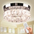 Modern Luxury High Ceiling Chandelier Dimmable Crystal LED Light Small Size Square Surface Mount Ceiling Light for Home