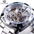 Forsining Men Silver Watches Folding Clasp Safety Men's Automatic Watches Top New Luxury Transparent Luminous Hands Watches
