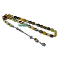 Hot Selling Middle East Muslim Religious Silver Plated Islamic Rosary 8x12mm Natural Aqeeq Agate Beaded Bracelet Pray Beads