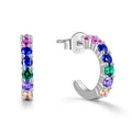 Fashionable Half Circle Hoop Earrings Rhodium Plating Diamond and Zircon 925 Sterling Silver Jewelry