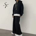 Custom Logo Fashionable Oversize Casual Clothing Pullover 2 Piece Jogger Sweatsuit Sweatpants and Hoodie Set Men's Sets