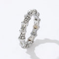 Uneven Design Fashion Wholesale Tarnish Silver Plated Stainless Steel Jewelry Dainty Bamboo Cubic Zirconia Ring