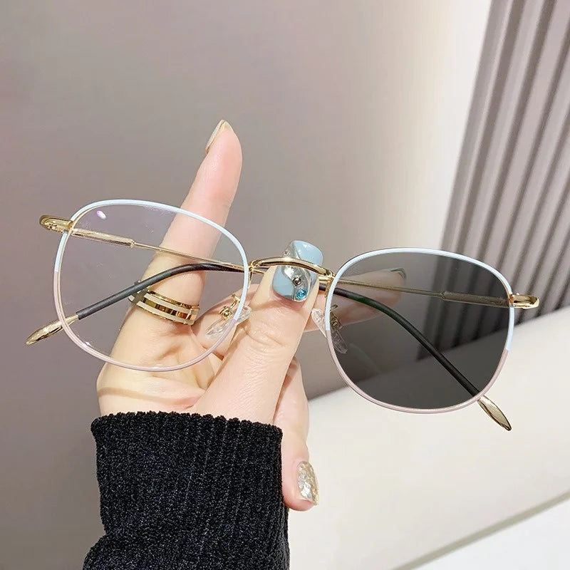 2025 New Arrival Women Photochromic Anti Blue Light Glasses Frame Metal Frame Optical Eyeglasses for Men